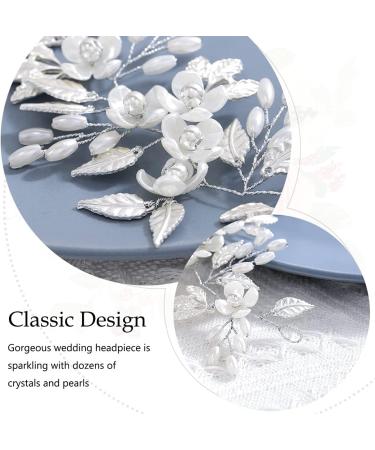 Unicra Bride Wedding Hair Vine Silver Floral Headpiece Pearl Bridal Headband Leaf Hair Accessories for Women and Girls - Buy Online on GoSupps.com