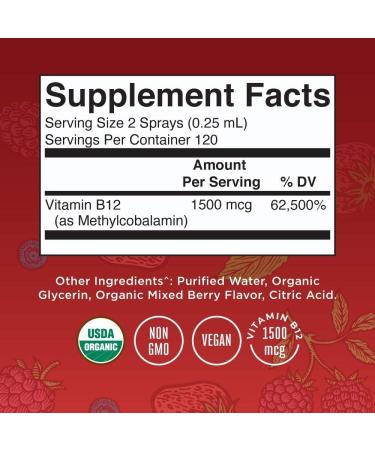 MaryRuth Organics Extra Strength Organic Methyl B12 Liquid Spray - Berry Flavor 1 fl oz - Buy Online on GoSupps.com