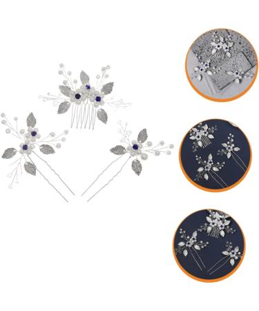 Angoily 1 Set Bridal Wedding Comb Decorative Hair Clips Bride Headpieces Wedding Headdress Bride Hair Fork Pearl Hair Comb Bridal Hair Comb Pearl Flower Banquet Hanfu Zircon - Buy Online on GoSupps.com