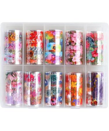 10 Rolls/Box Hot Manicure Transfer Decals DIY Maple Leaf Floral Nail Foil Stickers For Nail Art Decorations - Buy Online on GoSupps.com