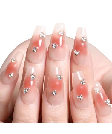 Customer -specific artificial painting shiny ballerina long mistake nail pink false nail art design 13PC acrylic news nail tips for women and girls (m) m yellow