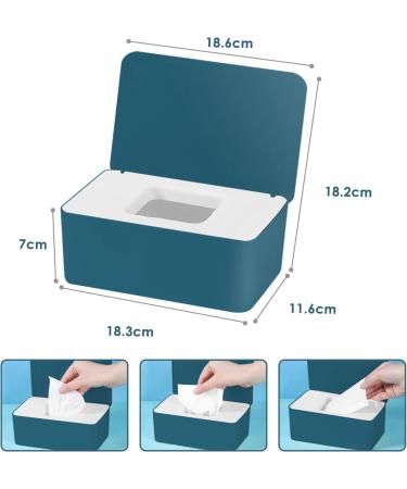 Jiuzcare Wet Wipes Dispenser Box with Lid - Reusable Tissue Storage Container for Baby Wipes, Toilet Tissue - Blue, Perfect for Car, Office & Home - Buy Online on GoSupps.com