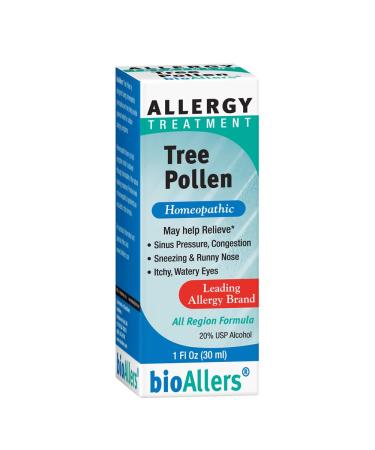 bioAllers Tree Pollen Allergy Treatment | Homeopathic Drops for Sinus Pressure Congestion Sneezing Runny Nose & Itchy Watery Eyes | 1 Fl Oz