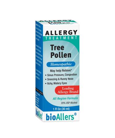 bioAllers Tree Pollen Allergy Treatment | Homeopathic Drops for Sinus Pressure Congestion Sneezing Runny Nose & Itchy Watery Eyes | 1 Fl Oz