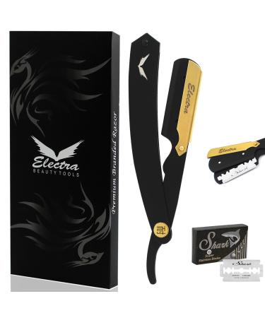 Barber Straight Razor Professional Cut throat Premium Quality Stainless Steel Shaving Razor 10 Double Edge Blades (Samurai)