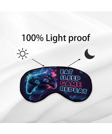 Kdqua Kids Sleep Mask - Gamer Eye Mask for Boys & Girls Soft Silk Blackout Eye Mask Adjustable Straps Colorful Watercolor Game Theme Perfect for Sleep & Relaxation - Buy Online on GoSupps.com