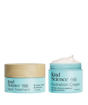 Kind Science by Ellen DeGeneres Face & Neck Duo - 2-Piece Skin Care Set with Hydration Cream Face Moisturizer & Neck Treatment for Firming & Tightening - Anti Aging Visibly Reduces Wrinkles