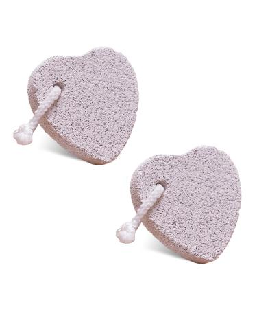 2 pieces of heart-shaped nature pumice stone lavastein foot care cornea hard skin remove for hands natural foot scrub for the dead with lanyard