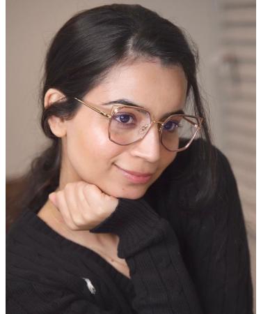 Shop Firmoo 2023 Cat Eye Blue Light Blocking Glasses for Women - UV400 Protection & Gemstone Pendant - Stylish Pink Gold Eyewear - Buy Online on GoSupps.com