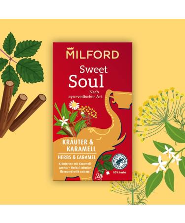 Milford Sweet Soul Herbal Tea | Ayurvedic Caramel Flavor | 20 Tea Bags | International Shipping Available - Buy Online on GoSupps.com