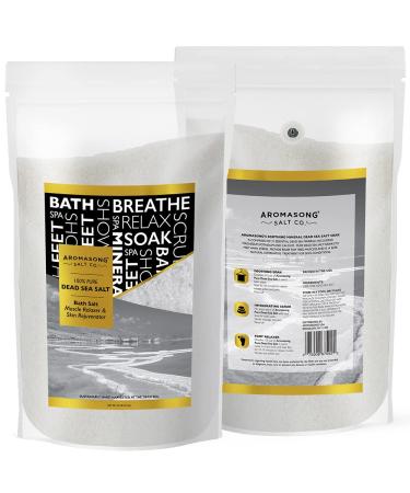 Aromasong Dead Sea Salts - 2.43 Lbs Fine Grain Bath Salt Soak | 100% Pure & Natural | Relax Tired Muscles, Treat Skin Issues | Bulk Resealable Pack - Buy Online on GoSupps.com
