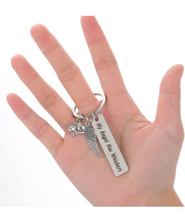 TIESOME Cat Memorial Gift Keychain Loss of Pet Key Chain Pet Loss Sympathy Gifts My Angel Has Whiskers Jewelry Gift Loss of Cat Gift for Cat Pet Lover Women Men - Buy Online on GoSupps.com