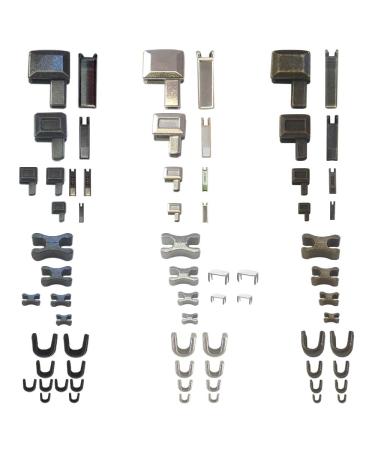 Zipper Repair Kit Metal Retainer Insertion Pin Zipper Top/Bottom Stop (3 Colors) 13 Sets Zipper Fix Plug  Repair Down Zipper Stopper for Zipper Replacement (Size 10/8/5/3)