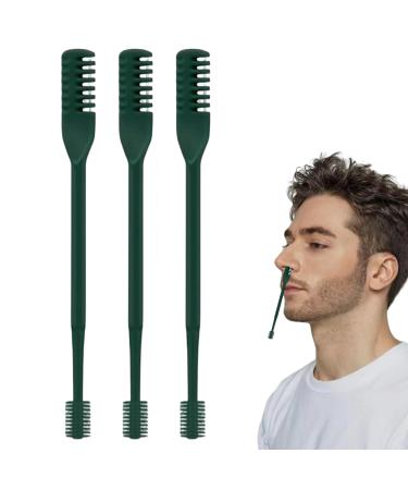 Nose Hair Trimmer Double Head Set of 3 Trimmers Portable 360 Degree Rotatable for Shaving and Body Care for Men and Women Dark Green