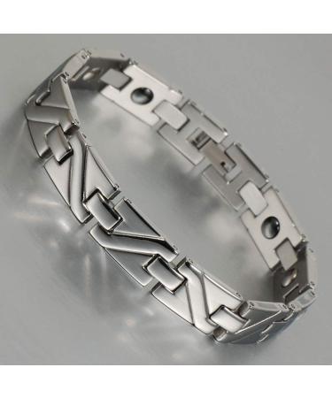 Stainless Steel Magnetic Anklet 24cm Arthritis Pain Relief with Magnets Health Gift (Silver-2)