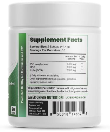 Layer Origin Constipiotic Prebiotic Fiber to Ease Bowel Movement and Support Regularity - 4.4 g Per Serving - HMO 2'FL, GOS, Inulin FOS - 30-Day Supply - Unflavored, No Taste, Dissolve Easily - Buy Online on GoSupps.com
