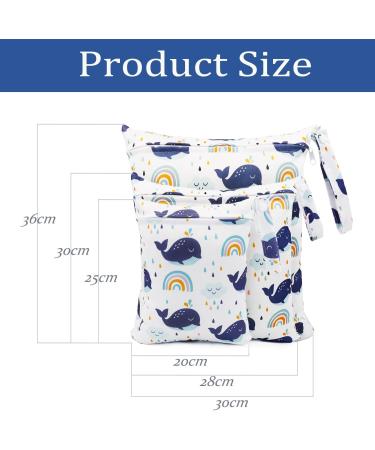 Fenfang Diaper Bag Wet Bag Set | 3 Cloth Diapers & Organizer Bags | Waterproof & Reusable - White Whale Design - Buy Online on GoSupps.com