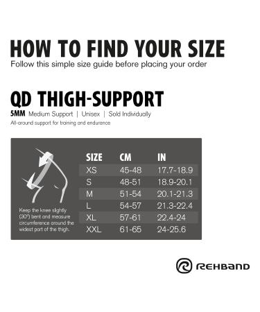 Rehband Thigh Bandage with Velcro - 5mm Neoprene Support for Muscle Strain & Tear XS-XXL Black - Compression Thigh Braces 1 Piece - Buy Online on GoSupps.com