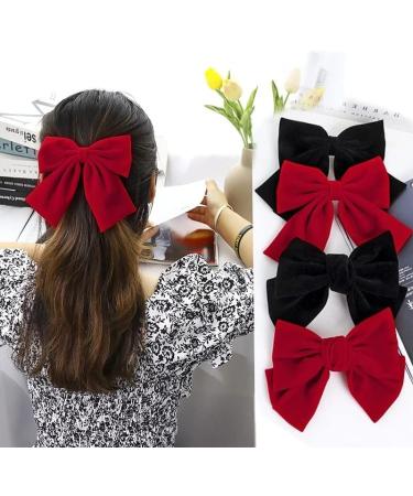 Large Bow Hair Bow Hair Clip Women Satin Hair Clips Satin Large Bow For Party Birthday Party Wedding 2 Colors - Buy Online on GoSupps.com