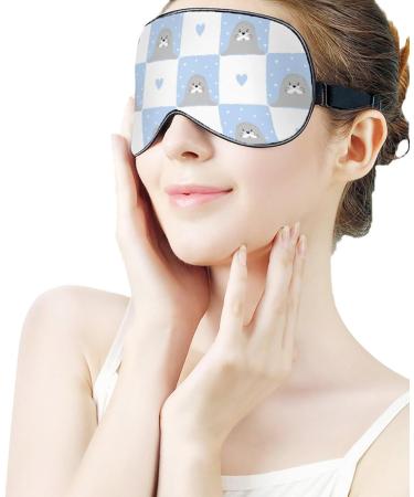 Cute Seals Checked Pattern Sleep Mask - Adjustable Blindfold for Sleeping, Travel, and Napping - Men and Women - Buy Online on GoSupps.com