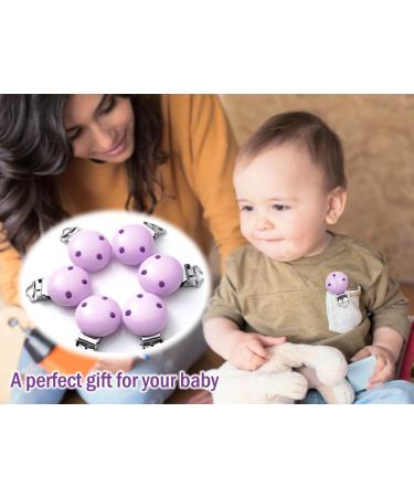Hitopin Pacifier Clips Set - 10 Stylish Wood Clips for DIY Tinkering Purple - Safe Pacifier Holders & Chains Accessories - Buy Online on GoSupps.com