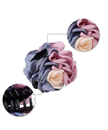 Sweet Rose Flower Hair Claws Set - 2PCS Pink & Pink Blue | Women's Hair Accessories - Buy Online on GoSupps.com