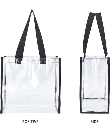 2-Pack Clear Stadium Approved Tote Bags 12x12x6 - Transparent for Work, Sports, Concerts - Black - Buy Online on GoSupps.com
