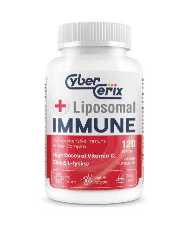 Advanced Liposomal Immune Supplement Complex with L-Lysine 1 500mg Vitamins Minerals & Herbal Extracts Comprehensive Daily Wellness Blend for Men & Women - 120 Capsules 120 Count (Pack of 1)