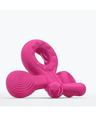 Smilo Champ Baby Teether - Soft Silicone Teething Toy for Babies 3+ Months - 5 Textured Structures for Gum Massage - Plum - Buy Online on GoSupps.com
