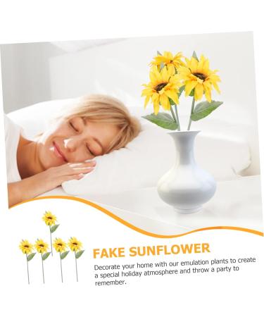 HOMSFOU 5pcs Sunflower Artificial Flower Decoraciones Para Salas De Casa Faux Artificial Sunflowers Bouquet Artificial Sunflower Bouquets Silk Sunflower Bride Green Plants Wedding Plastic - Buy Online on GoSupps.com