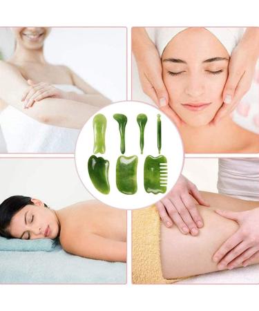 Buy Tumnea Gua Sha Set - 7Pcs Jade Massage Tool for Face Neck & Body | International Shipping Available - Buy Online on GoSupps.com