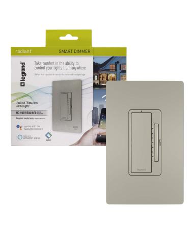 Legrand - Pass & Seymour Radiant WWRL50NICCV2 Tru-Universal Enabled Dimmer, Nickel Smart Wi-Fi Switch Smart Dimmer (New Version) Nickel