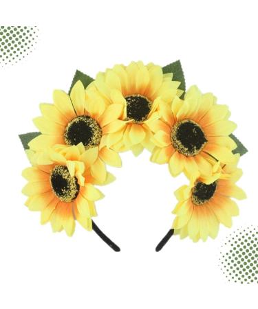 Healeved Yellow Sunflower Headdress Hawaiian Hair Simulate Flower Headband Holiday Photo Props - Buy Online on GoSupps.com
