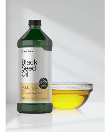 Organic Black Seed Oil - 4600mg Cold Pressed Nigella Sativa Supplement - 16 oz Bottle - Vegetarian, Non-GMO, Gluten Free - Solvent Free Formula by Horbaach - Buy Online on GoSupps.com