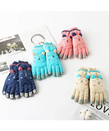 Buy Yunso Waterproof Children Ski Gloves - Winter Thermal Windproof Snow Gloves with Cartoon Ears for Skiing & Snowboarding - Blue Color - Buy Online on GoSupps.com