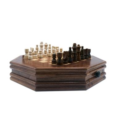 Handmade Magnetic Wooden Chess Board with Square Drawer Storage Gift Box Chess and Traditional Tactical Strategy Game for Children/Adults Chess Set