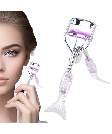 Eyelash Curlers for Girls - Fish Tail Shape Eye Curler with Comb Teeth | Portable Makeup Supplies Beautiful Ergonomic Eyelash Tools for Eye-Opening Lifted Lashes A4 Chrome Plated With Purple Comb Purple Mermaid
