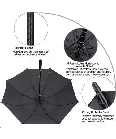 G4Free 62 Inch Automatic Open Golf Umbrella - Windproof, Waterproof Double Canopy Stick Umbrella - Buy Online on GoSupps.com