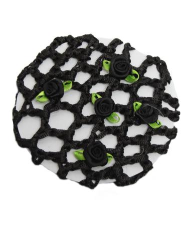 JUSTFOX - Bun net hair net bun hairstyle aid fabric knot net black with flowers