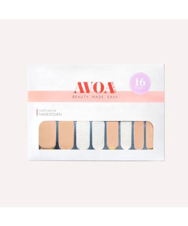Avoa Beauty Nail Film - Fresh as a Daisy | Long-Lasting Self-Adhesive Nail Wraps | Beige Nude White Gold Floral Lace Design for Stunning Nails - Buy Online on GoSupps.com