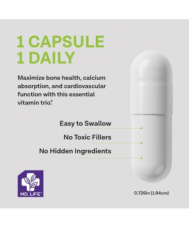 MD.LIFE ADK Vitamin Supplement Vitamin D3 K2 and A Complex 60 Capsules High Potency Vitamin ADK for Bone and Heart Health Support 60 Count (Pack of 1) - Buy Online on GoSupps.com