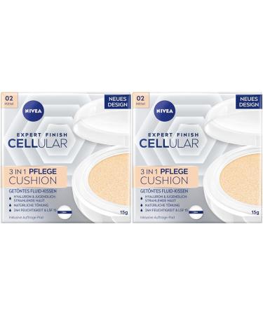 Nivea Cellular Expert Finish 3in1 care Cushion for medium skin tones (15 g) make-up with hyaluron collagen booster and SPF 15 moisturizing Cushion Foundation (pack with 2) Pack of 2 - Buy Online on GoSupps.com