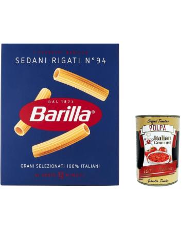 Italian Gourmet E.R. Pack of 5 Barilla Sedani Rigati pasta no. 94 100% Italian noodles 500g + Italian gourmet polpa 400g