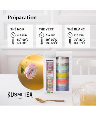 Kusmi Tea - Coffret 5 Miniatures S lection Alain Ducasse + Pince th - Id e cadeau f te des m res - Th blanc Perles de jade Hojicha Long Jing - 5 bo tes de 25g - Buy Online on GoSupps.com