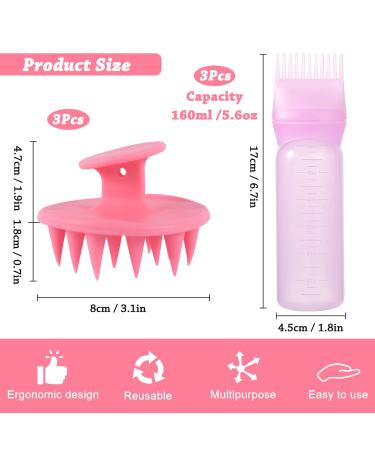 Premium Hair Oil Applicator Set - 3 Bottles & Scalp Massage Brushes for Salon & Home Use - Buy Online on GoSupps.com