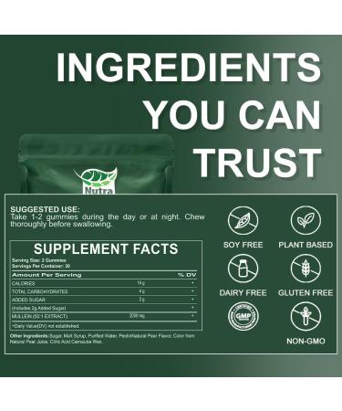 NutraNourish Mullein Gummies for Lung Detox 1000mg Mullein Leaf Herb Extract for Respiratory & Digestive & Immune Support Vegan Pear Flavor - Buy Online on GoSupps.com