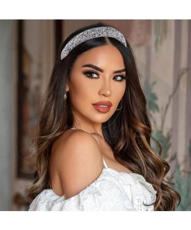 Sparkling Rhinestone Padded Headband - Silver Jeweled Hair Accessory for Women & Girls - Buy Online on GoSupps.com