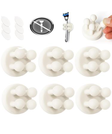 Aot 6 piece of glue hooks wall hook silicone toothbrush holder hook self -adhesive elastic cable holder key hook pen holder shaver bracket shower for bathroom kitchen secretariat (white) - Buy Online on GoSupps.com