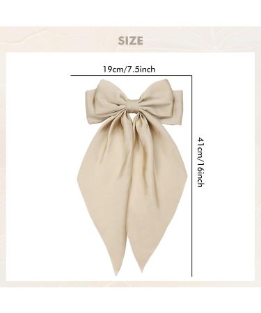 Cinaci 4 Pieces Large Big Oversized Satin Hair Bows with Long Tail French Barrettes Hair Clips Accessories for Women Girls Teens White Ivory Khaki Black - Buy Online on GoSupps.com