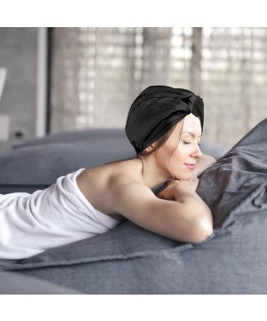 Mulberry Silk Hair Wrap for Sleeping | Double-Sided Sleep Cap | Silk Bonnet for Curly Hair | Black - Buy Online on GoSupps.com